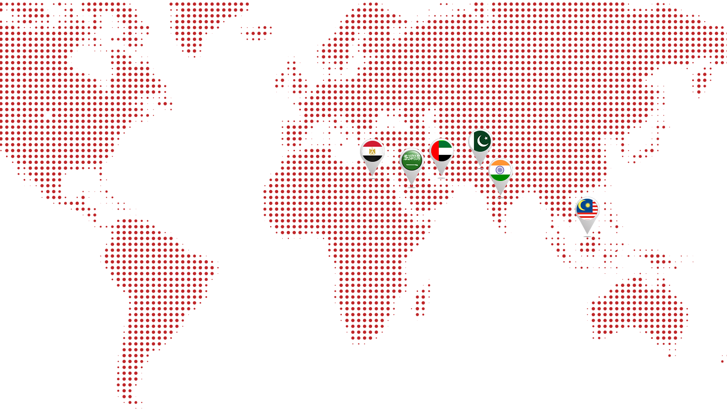 Stylized world map highlighting Petromin presence across regions